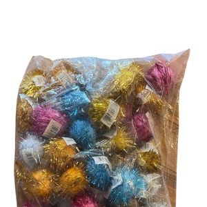 240 piece pack Bulk 1.5" Color Glitter Pom Pom Shiny Balls Cat Toy Colorful Lot